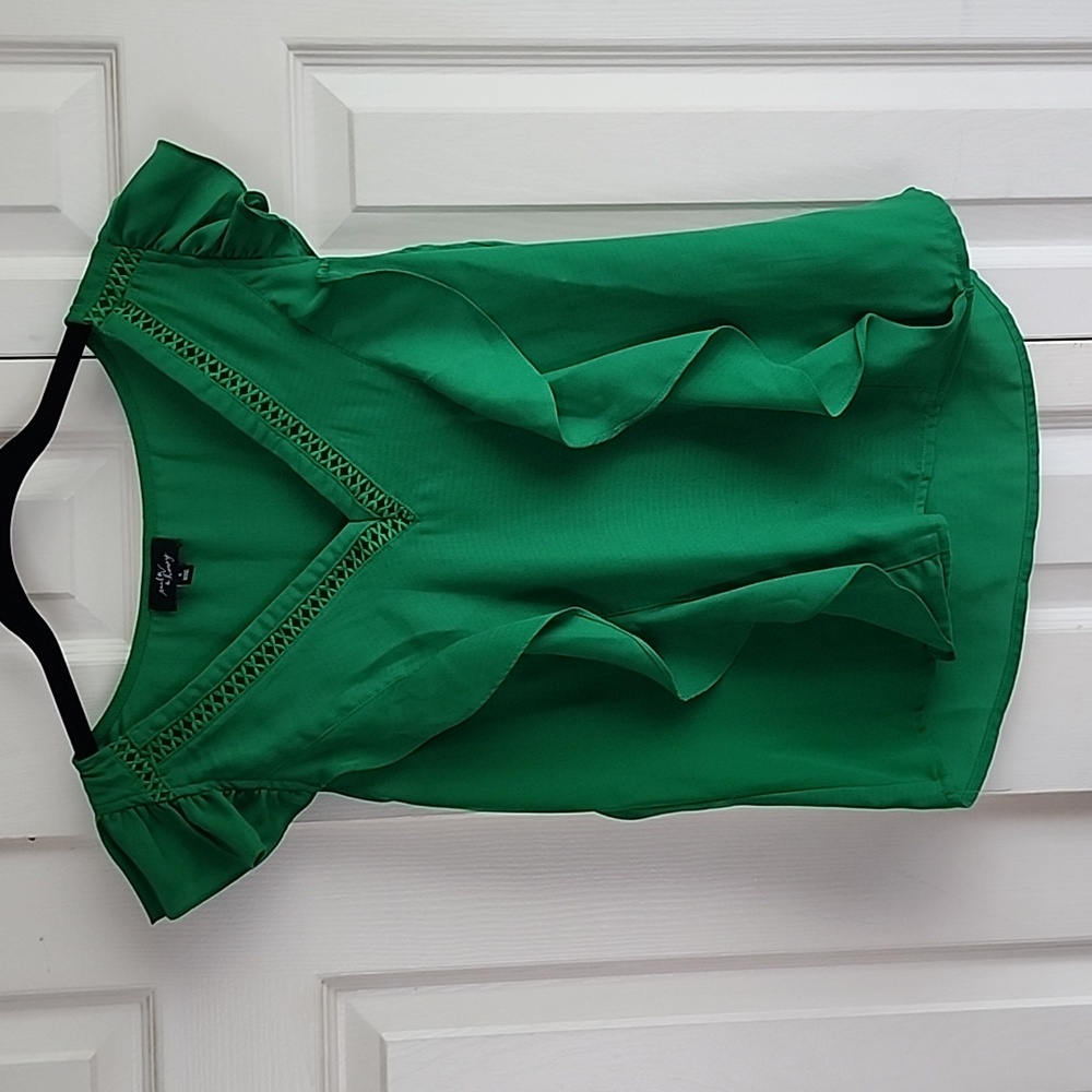 Milk & Honey Ruffle Front Green Sleeveless Top